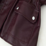 Load image into Gallery viewer, Solid Color Stand Collar PU Jacket Women Red Brown N5A721
