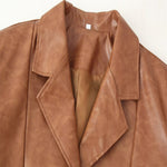 Load image into Gallery viewer, Notch Collar Loose Fit PU Jacket Women N5A720