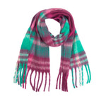 Load image into Gallery viewer, Rainbow Plaid Mohair Feel Chunky Fringe Scarf N6K249