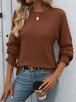 Load image into Gallery viewer, Relaxed Ribbed Long Sleeve T-Shirt Women N6A197