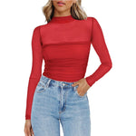 Load image into Gallery viewer, Sheer Mesh Mock Neck Tee Delicate Ultra Light N5Z315