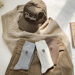 Load image into Gallery viewer, Cable Letter Crew Socks Women Cotton Stackable M5A305