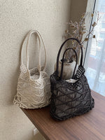 Load image into Gallery viewer, Handmade Cotton Rope Straw Woven Drawstring Bag N6A121