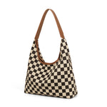 Load image into Gallery viewer, Women's Leopard Print Checkered Plush Tote Bag N6J157