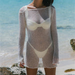 Load image into Gallery viewer, Sexy Knit Hollow Out Beach Cover Up Dress Women N6A059