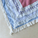 Load image into Gallery viewer, Large Lace Trim Plaid Triangle Head Scarf Women N6H133