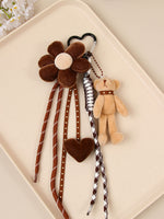Load image into Gallery viewer, Cartoon Plush Bear Heart Flower Bag Charm Keychain S5P940