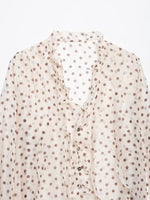 Load image into Gallery viewer, French Polka Dot V-Neck Ruffle Blouse Women N6F191
