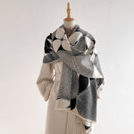 Load image into Gallery viewer, Abstract Begonia Color Block Imitation Cashmere Scarf N6H240