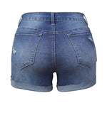 Load image into Gallery viewer, Distressed Rolled Hem Button-Fly Denim Shorts N6C185