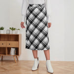 Load image into Gallery viewer, Black White Plaid Skirt Women High Waist N5A757
