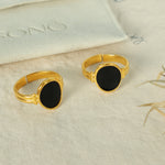 Load image into Gallery viewer, Black Drip Ring French Minimalist Adjustable Steel S5P046