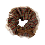Load image into Gallery viewer, Womens Plaid Lace Trim Scrunchie N6K020