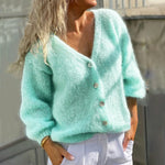 Load image into Gallery viewer, V Button Cardigan Lightweight Light blue 5Z823
