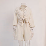 Load image into Gallery viewer, Vacation Long Sleeve Shirt Shorts Lounge Set Women N6A109