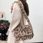 Load image into Gallery viewer, Faux Mink Leopard Tote Bag Women Large Capacity S5P736