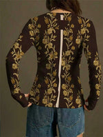 Load image into Gallery viewer, Retro Floral Print Knit T-shirt Women N6C324