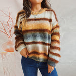 Load image into Gallery viewer, Tie Dye Stripe Pullover Gradient Faux Mink Knit N5A835