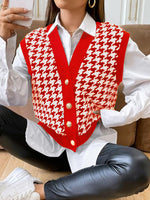 Load image into Gallery viewer, Houndstooth Sleeveless Vest V-neck Women N6B034