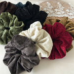 Load image into Gallery viewer, Solid Velvet Scrunchy Women Cream Color Retro S5P770