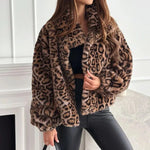 Load image into Gallery viewer, Faux Leopard Print Fur effect Jacket Short Plush Coat N5A723