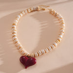 Load image into Gallery viewer, Womens Heart Acrylic Beaded Necklace N6K186