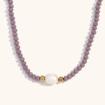 Load image into Gallery viewer, Amethyst Steel Pearl Shell Necklace Gold Plated Retro S5P236