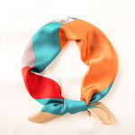 Load image into Gallery viewer, Silk Like Color-block 70x70 Scarf Multi Color Women M5A348