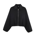 Load image into Gallery viewer, Puff Hem Zip Up Baseball Jacket Women N6A150