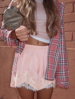 Load image into Gallery viewer, Satin Lace Trim Loose Shorts Women N6A193