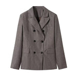 Load image into Gallery viewer, Grey Double Breasted Blazer Women Casual Versatile N5A683