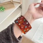 Load image into Gallery viewer, Colorful Crystal C-Shape Resin Bangle Bracelet N6F097