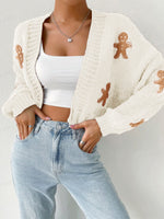 Load image into Gallery viewer, Cookie Character Short Cardigan V-Neck Button Knit N6H272
