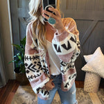 Load image into Gallery viewer, Jacquard Color Block Cardigan Women Pink N5A527