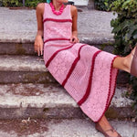 Load image into Gallery viewer, Knitted Color Block Vest Hollow Out Maxi Dress Women N6A071