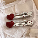 Load image into Gallery viewer, Red Heart Cherry Polka Dot Hair Clip Women S5P912
