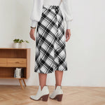 Load image into Gallery viewer, Black White Plaid Skirt Women High Waist N5A757