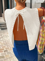 Load image into Gallery viewer, Lace Up Back Knit Tank Top Women N6B037