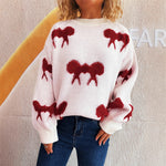 Load image into Gallery viewer, Bow Color Block Sweater Women Sweet Knit Round Neck N5A862