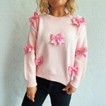 Load image into Gallery viewer, 3D Floral Cardigan Women Knit Open Front Round Neck N5A859