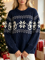 Load image into Gallery viewer, Jacquard Cable Knit Round Neck Loose Pullover Sweater N6H281