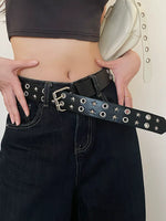 Load image into Gallery viewer, Rivet Punk Black Star Double Buckle Wide Belt Women N6C091