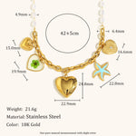 Load image into Gallery viewer, Simulated Pearl Pendant Necklace Plated Steel S5P214