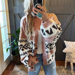 Load image into Gallery viewer, Jacquard Color Block Cardigan Women Pink N5A527