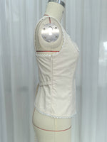 Load image into Gallery viewer, French Lace Trim Button Front Sleeveless Tank N6F018