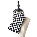 Load image into Gallery viewer, Checkerboard Knit Scarf Women Black Brown N6H250
