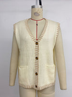 Load image into Gallery viewer, Color-Block V-Neck Sleeveless Knit Vest Women N6H305