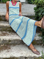 Load image into Gallery viewer, Knitted Color Block Vest Hollow Out Maxi Dress Women N6A071