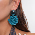 Load image into Gallery viewer, Womens Marbled Floral Resin Stud Earrings N6K173