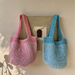 Load image into Gallery viewer, Handmade Crochet Smiley Bohemian Mini Tote Bag N6A117